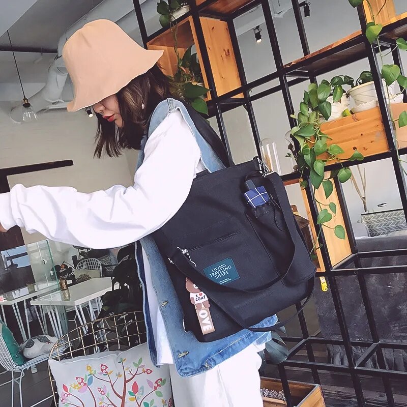 eybag Women's Handbag Tote Canvas Cross Bag Youth Fashion Casual Large Capacity Cotton Multiple Pockets Messenger Bags School Bag 2022