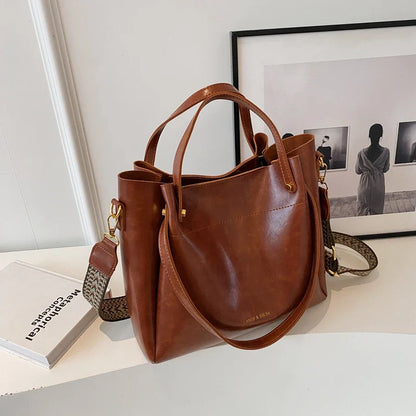 eybag Fashion Trend Leather Tote Bag for Women Female Simple Large High Capacity Shoulder Side Bag Handbags and Purses