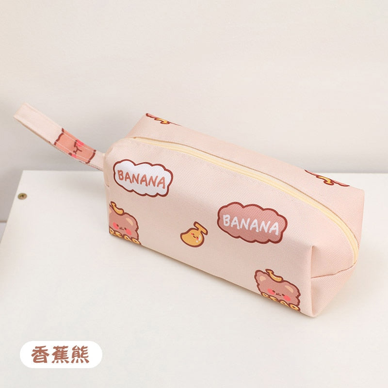 eybag Cartoon Little Bear Canvas Pencil Case Large Capacity Pencil Case Desktop Stationery Organizing Storage Bag