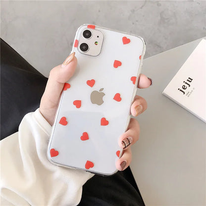 eybag Cute Love Heart Transparent Phone Case For iPhone 13 Pro Max 12 11 XR XS X 7 8 Plus SE20 Fashion Soft Silicone Clear Cover