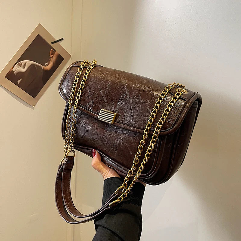 eybag Retro Small Shoulder Bags for Women Fashion Designer Trend PU Leather Chain Crossbody Bag Female Handbags