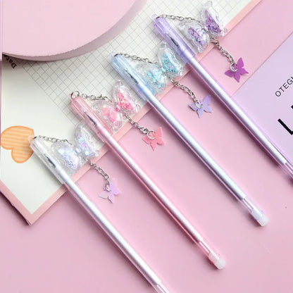 eybag Sweet Sequin Butterfly Pendant Gel Pen Kawaii Writing Pens With Tassel Student Stationery School Office Supplies Souvenir Gifts