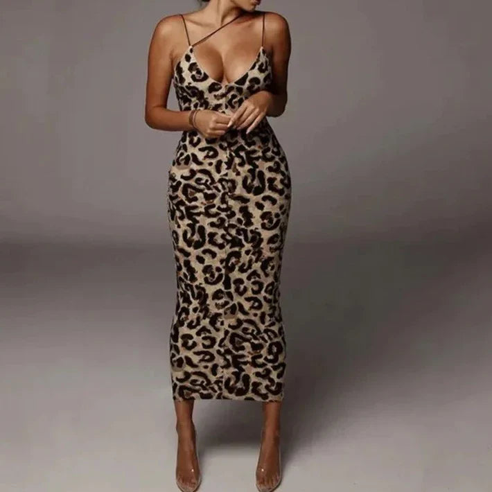 eybag Women Party Club Evening Streetwear Leopard Bodycon Midi Dress 2024 Summer Clothes