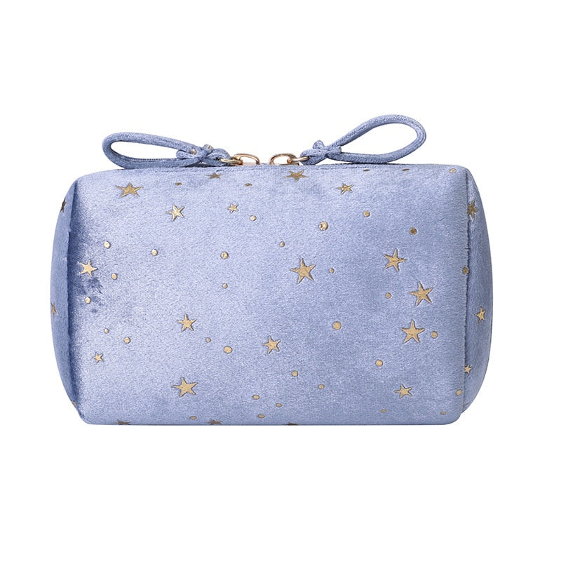 eybag flannel Cosmetic Bag Anytime Portable Velvet Star Clutch Bag Simple Carry-on Change Lipstick Storage Bag