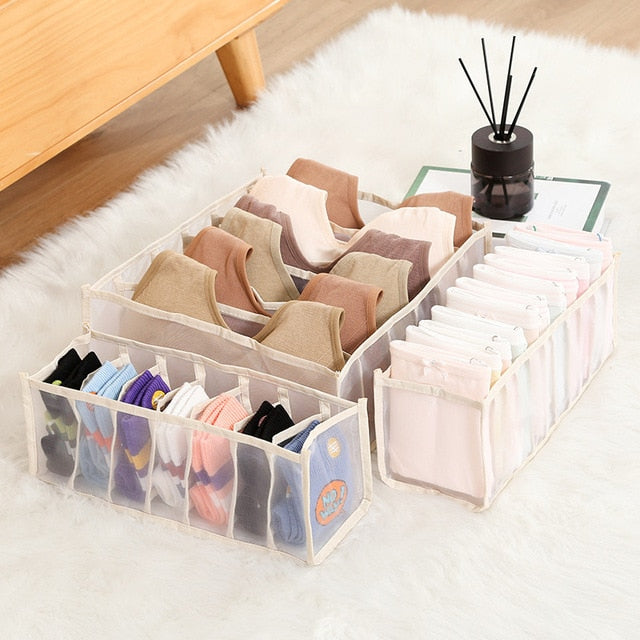 eybag 3PCs/set Underwear Drawer Organizer Storage Box Foldable Closet Organizers Drawer Divider Storage Boxes for Underpants Socks Bra