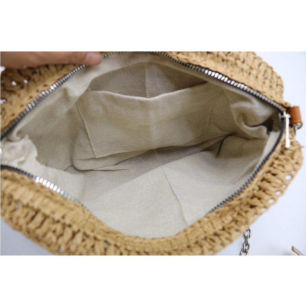 eybag Women Shoulder Bag Designer Bohemian Paper Rope Woven Straw Bag Chain Knitting Sling Crossbody Bags for Women Handbag Beach Bags