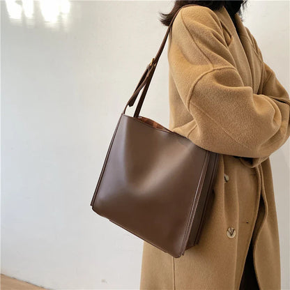 eybag Retro Women's Large Capacity Shoulder Bag Autumn New Texture Leather Handbags High Quality Elegant Fashion Totes