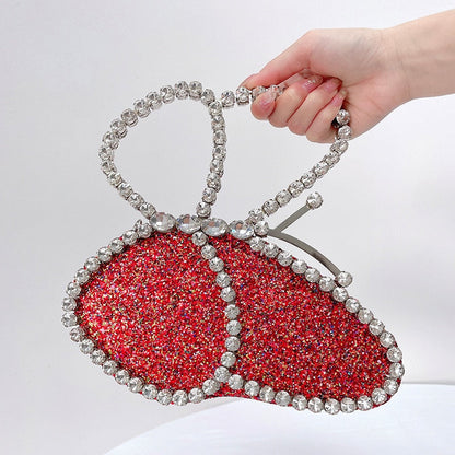 eybag Wedding Party Butterfly Designer Sequin Evening Clutch Bag Women Luxury Metal Handle Handbag Crystal Shiny Rhinestone Purse