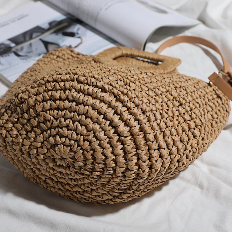 eybag Retro Top Handle Design Crossbody Bag for Women Branded Simple Summer Straw Woven Handbags Female Hollow Basket Shoulder Bags