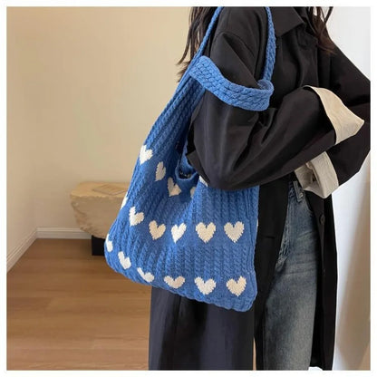 eybag Knitted Handbags Female Large Capacity Totes Women's Shoulder Bag Autumn Winter Bag Purses Casual Woven Shopping