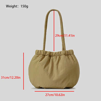 eybag Casual Ruched Bucket Bag Down Quilted Women Shoulder Bag Cotton Padded Handbags Designer Tote Bags for Women Shopper Clutch Chic