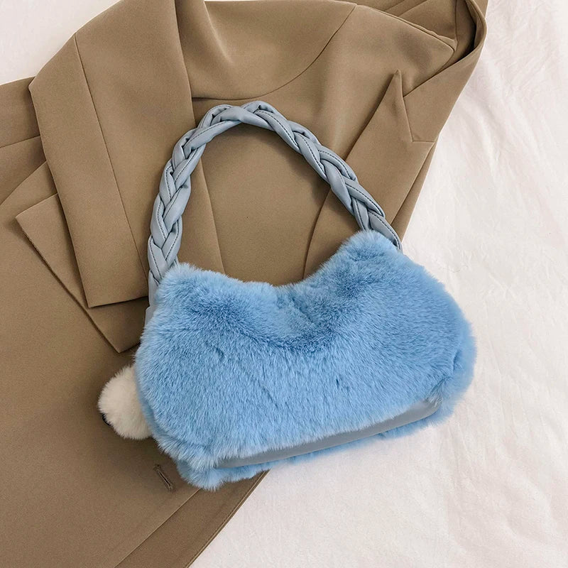 eybag Winter Plush Women's Bag Cute Soft Faux Fur Small Tote Fashion Trend Handbags Shoulder Crossbody Bags Purse