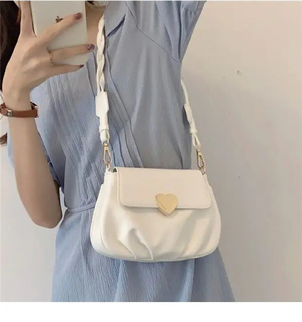 eybag Harajuku Heart White Messenger Bag Women Vintage Pu Leather Cloud Bag Handbag Female Fashion Casual  Crossbody Bags