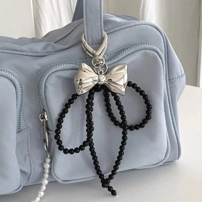 eybag Elegant Sweet Beads Pearl Bowknot Keychain Heart Pendant Keyring Y2K Aesthetic Key Chain Holder for Girl Bag Pendant Accessories