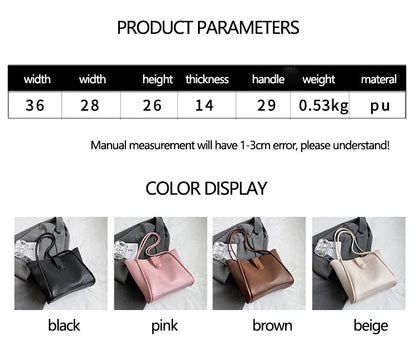 Lkblock New Retro Handbag for Women Large Capacity Soft Pu Leather Single Shoulder Bag Autumn Winter Ladies Casual Tote Bags