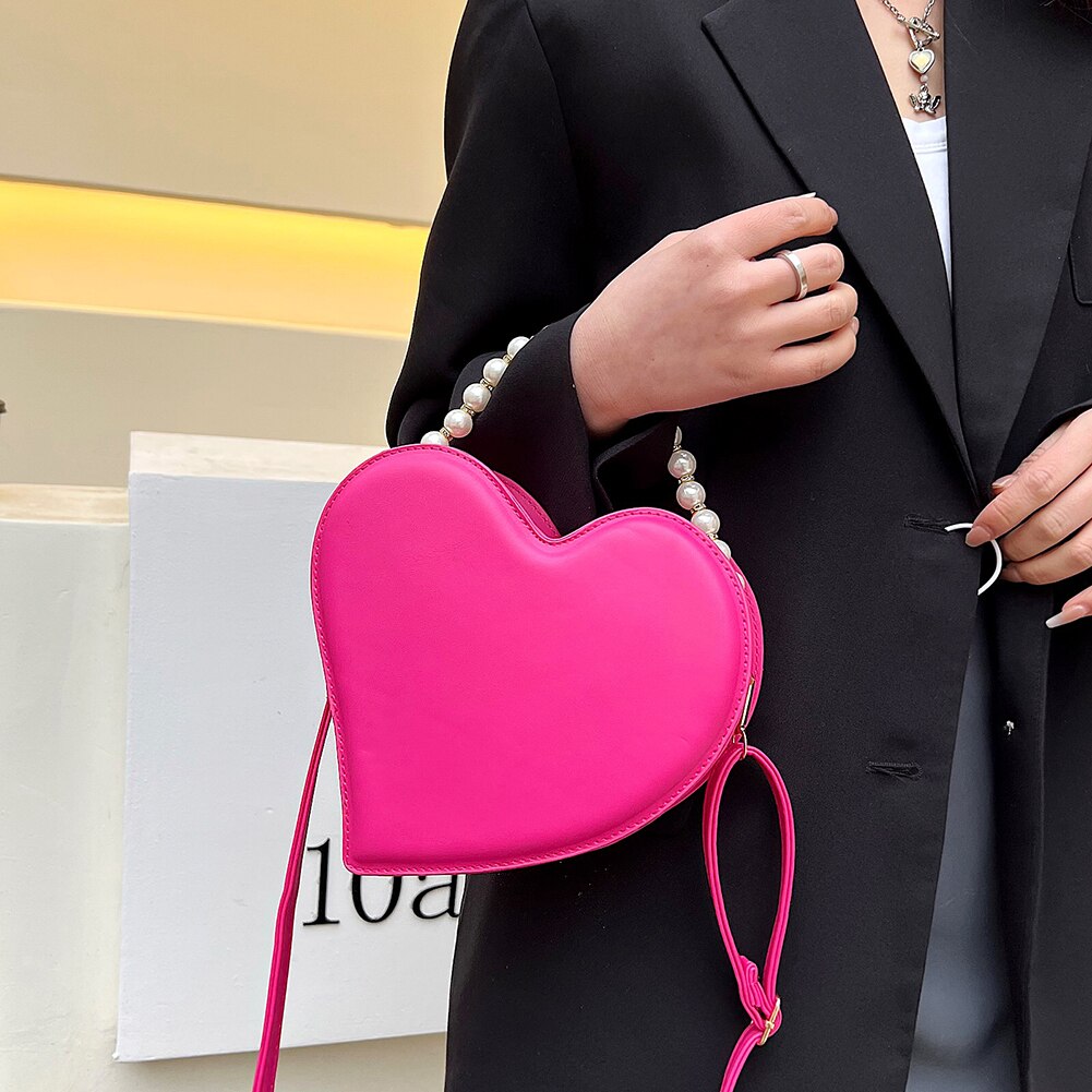 eybag Fashion Girly Design Love Shoulder Bag PU Leather Women's Clutch Purse Handbags Vintage Pearl Female Heart Tote Crossbody Bags