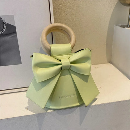 eybag Embossed Bow Bucket Bag with Mini Letter Decoration