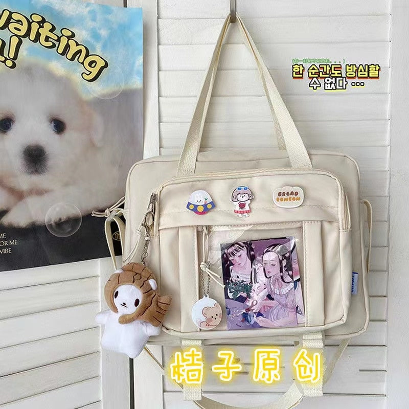 Lkblock Japanese High School Girls JK Bag Transparent Handbags Book Bag Satchels Shoulder Bag Itabag Big Crossbody Bags Women Ita bag