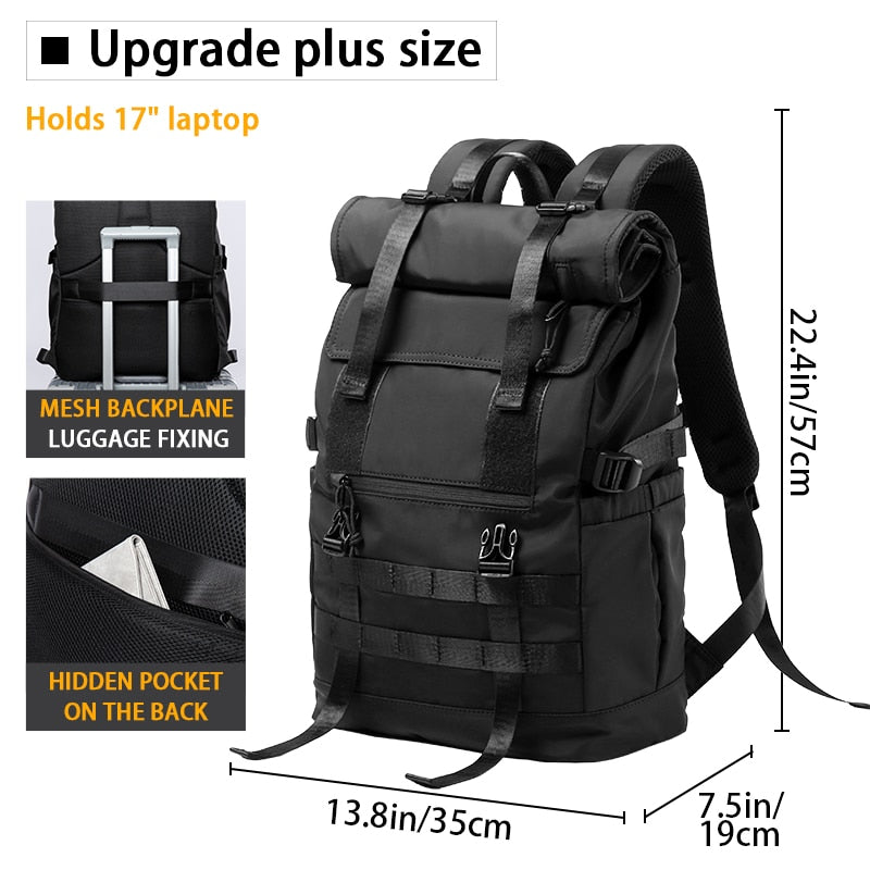 eybag 3 in 1 Convertible Expand Waterproof Large Capacity Travel Backpack Men Roll Top Teen 17inch Laptop School Tactical Bags