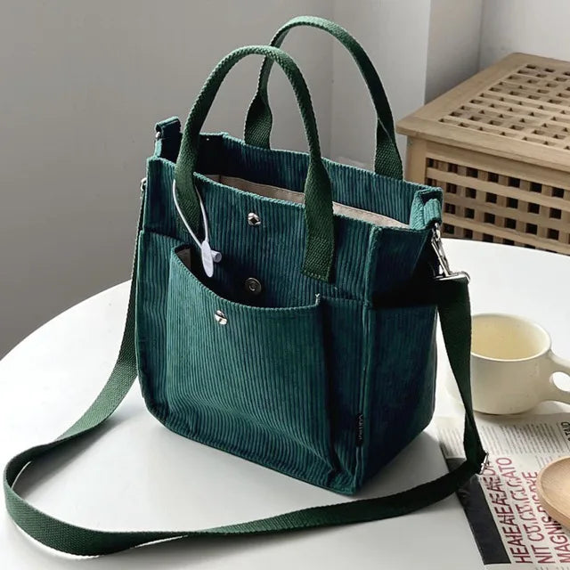 eybag Women's Corduroy Shoulder Bag Ladies Tote Bag Fashion Handbag Messenger Bags Portable Crossbody Shopper Bag Casual