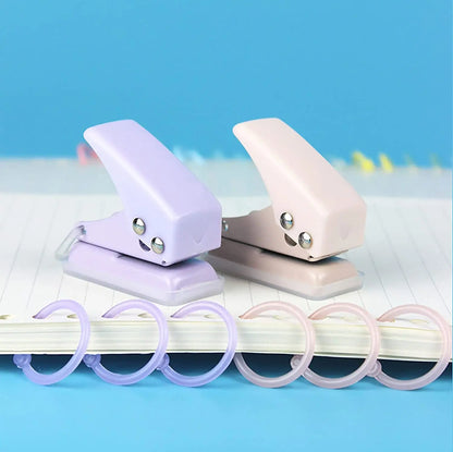 eybag Solid Color 1 Hole Punch Cute Protable 1 Hole Paper Circle Cutter Book Binding Machine Puncher School Office Supplies Stationery