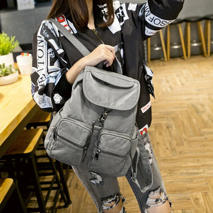 eybag Women Large Backpack Casual PU Leather Travel Bag Female School Backpacks Fashion Soft Leather Backpack for Teenage Girls