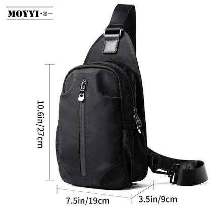 eybag Chest Bag Pouch for Man Fabric Casual Commute Simple 9.7'' IPad Sling Bag Multi-Functional Zipper Anti Theft Bags