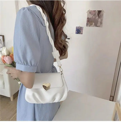 eybag Harajuku Heart White Messenger Bag Women Vintage Pu Leather Cloud Bag Handbag Female Fashion Casual  Crossbody Bags