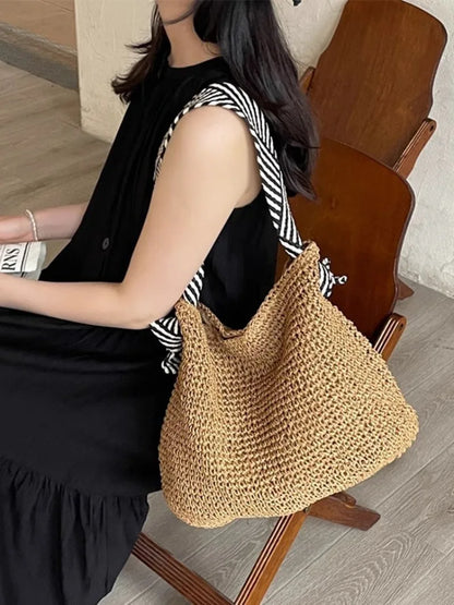 eybag Ladies Fashion Summer Straw Crossbody Bag Women Beach Holiday Shopping Woven Shoulder Handbag Messenger Purses for Women Bags