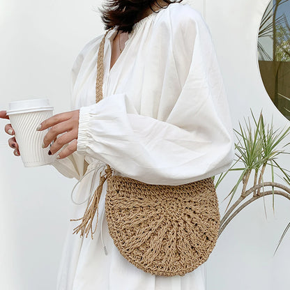 eybag Woven Shoulder Handbag New Ladies Fashion Summer Straw Crossbody Bag Female Beach Holiday Shopping Messenger Purses Women Bags