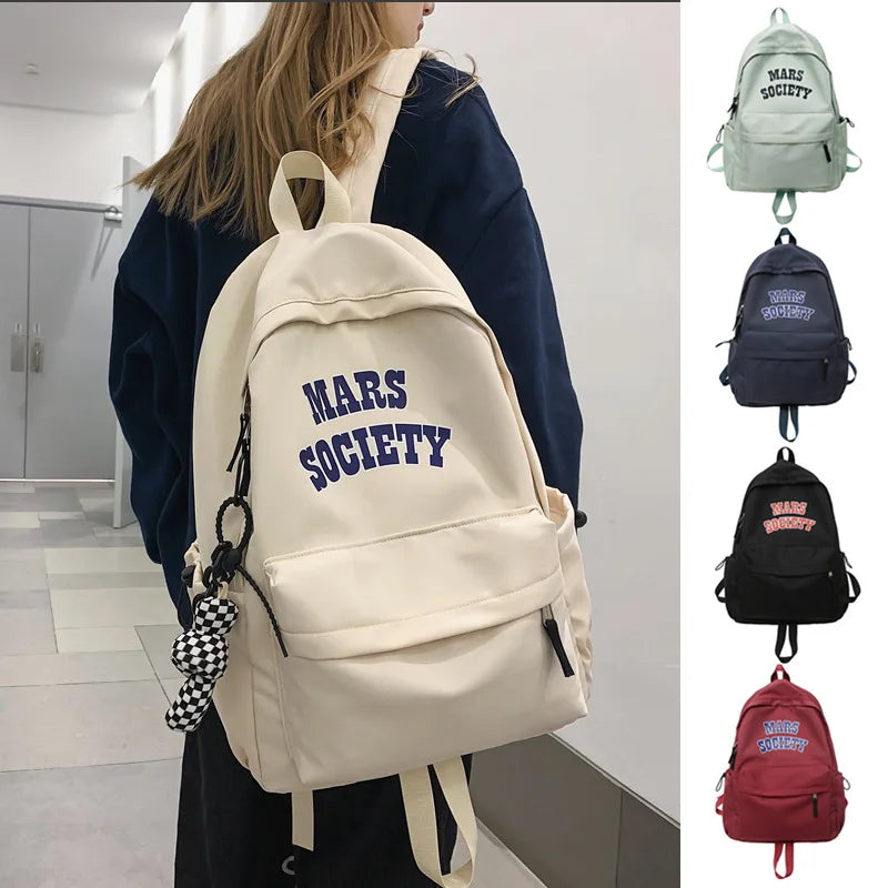 eybag Unisex Fashion Korean Nylon Backpack Students Japanese Trend Letter Schoolbag Female Casual Large Capacity Travel Backpack