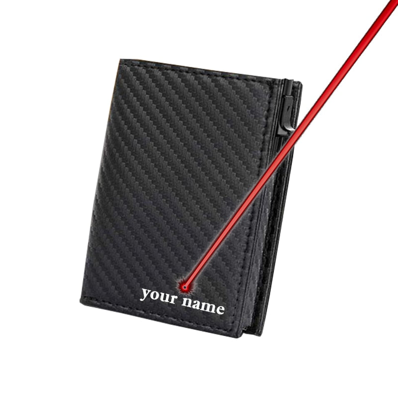 eybag Carbon Fiber Leather Business Metal Aluminum Wallet for Men RFID Blocking  100% Genuine Leather Slim Pop Up Card Holders