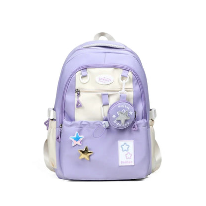 eybag Nylon Star Large Capacity Backpacks High Quality Unique Design Cute Color Matching Schoolbags for Women 2024 Casual Coin Purse