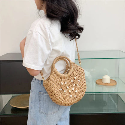 eybag Casual Handmade Rattan Handbags Female Crossbody Bags For Women Straw Bag Bohemia Beach Bags Totes Purses Women's Bag Sac