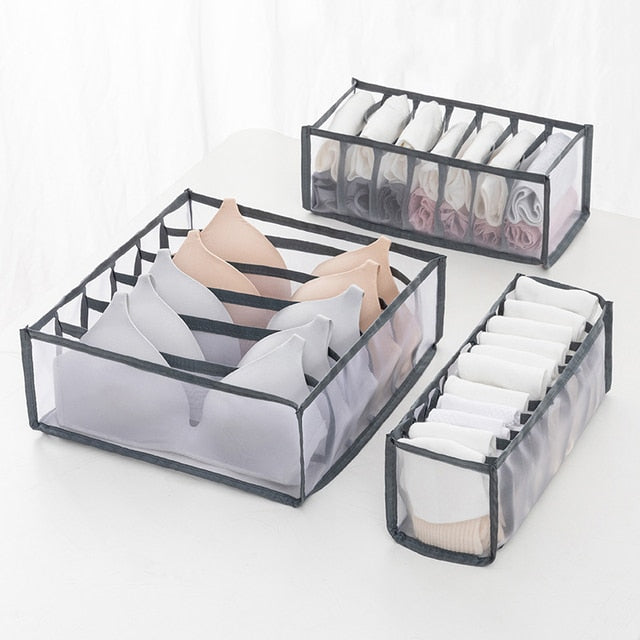 eybag 3PCs/set Underwear Drawer Organizer Storage Box Foldable Closet Organizers Drawer Divider Storage Boxes for Underpants Socks Bra