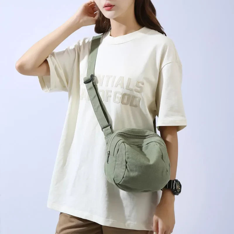 eybag Small Canvas Shoulder Bags Women Solid Color Cute Crossbody Bag For Women Unisex Phone Small Bag Zipper Purse Little Women'S Bag