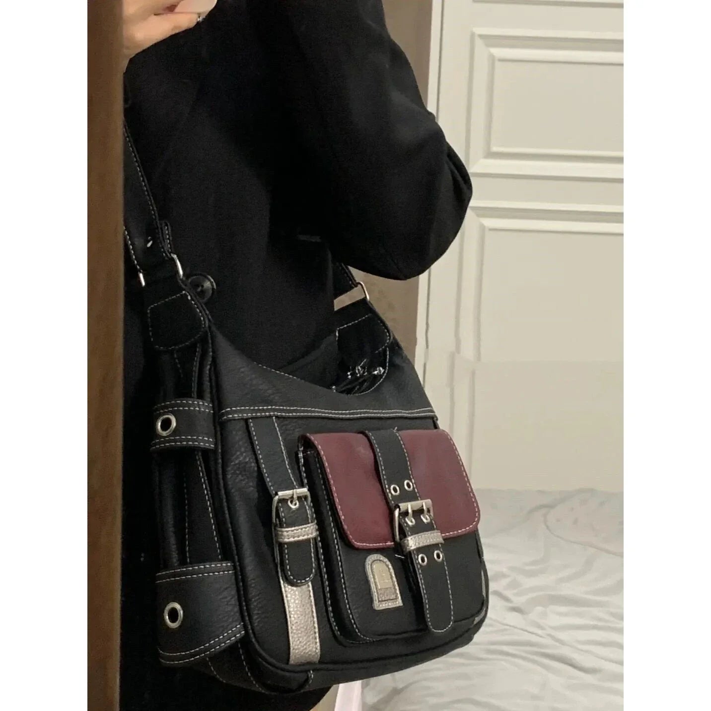 90s Vintage Pu Leather Y2K Crossbody Bag