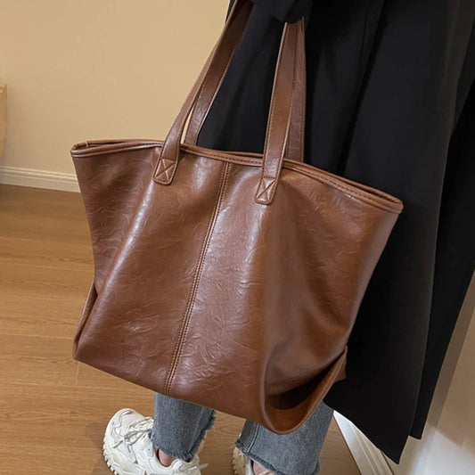 Lkblock Large Capacity PU Leather Bags Brand Design Big Tote Bag for Women Solid Color Fashion Female Handbags INS Style Underarm Bags