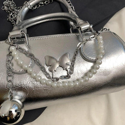 eybag Sliver Handbags Small Women Fashion Packages Beading And Bow Female Bags 2024 New Lady Gold Shiny Purses Cute Sweet Casual Tote