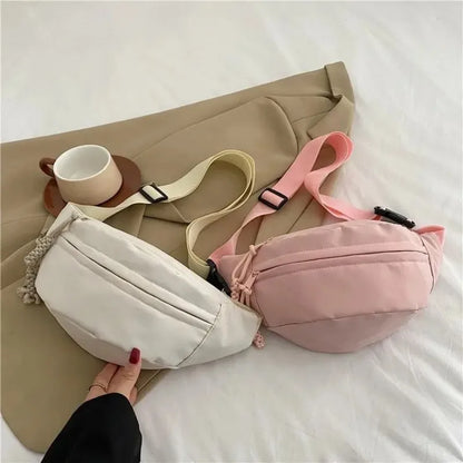 eybag 2024 Chest Bags for Women Sling Crossbody Waist Pack Canvas Running Waist Banana Bag Casual Fanny Packs Sport Half Moon Belt Bag