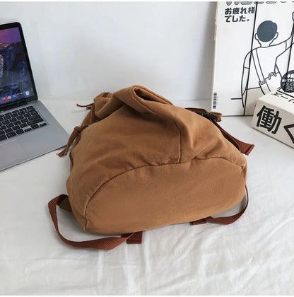 eybag Female Canvas Fabric School Book Laptop Backpack Student Casual Street Travel Soft Cloth Stylish Big Capacity Daily Rucksack Bag