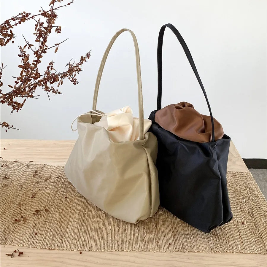 Lkblock Fashion Designer Women Shoulder Bag Casual Drawstring Bags for Women Nylon Handbags Brands Large Bucket Bag Female Commuter Bags