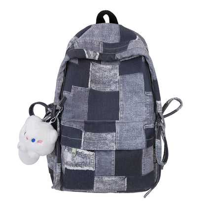 eybag Patchwork Backpacks For Women Plaid Canvas School Bag For Teenage Girls Large Capacity Casual Satchels Korea Style Travel Bags