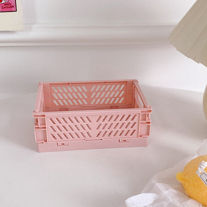 eybag Ins Desktop Plastic Storage Baskets Organizer Box Folding Stackable Toy Storage Basket with Handle Bathroom Storage Box Basket