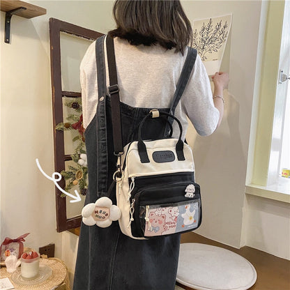 eybag Korean Style Cute  Backpacks Women Waterproof Nylon Small Shoulder Bags for Teenage Girls Schoolbags Flower Travel Backpack