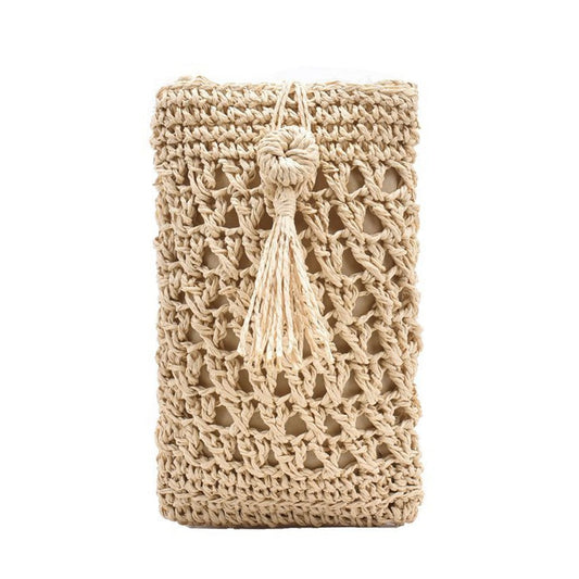 eybag Beach Mobile Phone Bag Summer Mini Crossbody Vintage Female Handmade Straw Tassel Bag Girls Small Shoulder Bag 20x12cm