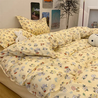 -Orange Bedding Set Girls Boys Bed Linen Sheet Plaid Duvet Cover No Filling 240x220 Single Double Queen King Bedclothes