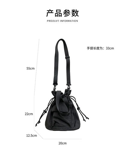 eybag Casual Ruched Drawstring Bags for Women Designer Handbag Mini Nylon Bucket Bag Korean Style Shoulder Crossbody Bag Phone Purses