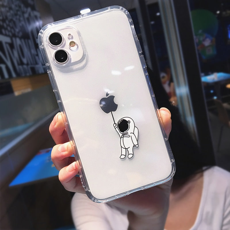 eybag Cute Cartoon Astronaut Star Space Phone Case For iPhone 11 13 Pro MAX XS XR X 12 7 8 Plus Clear Soft TPU Shockproof Back Cover