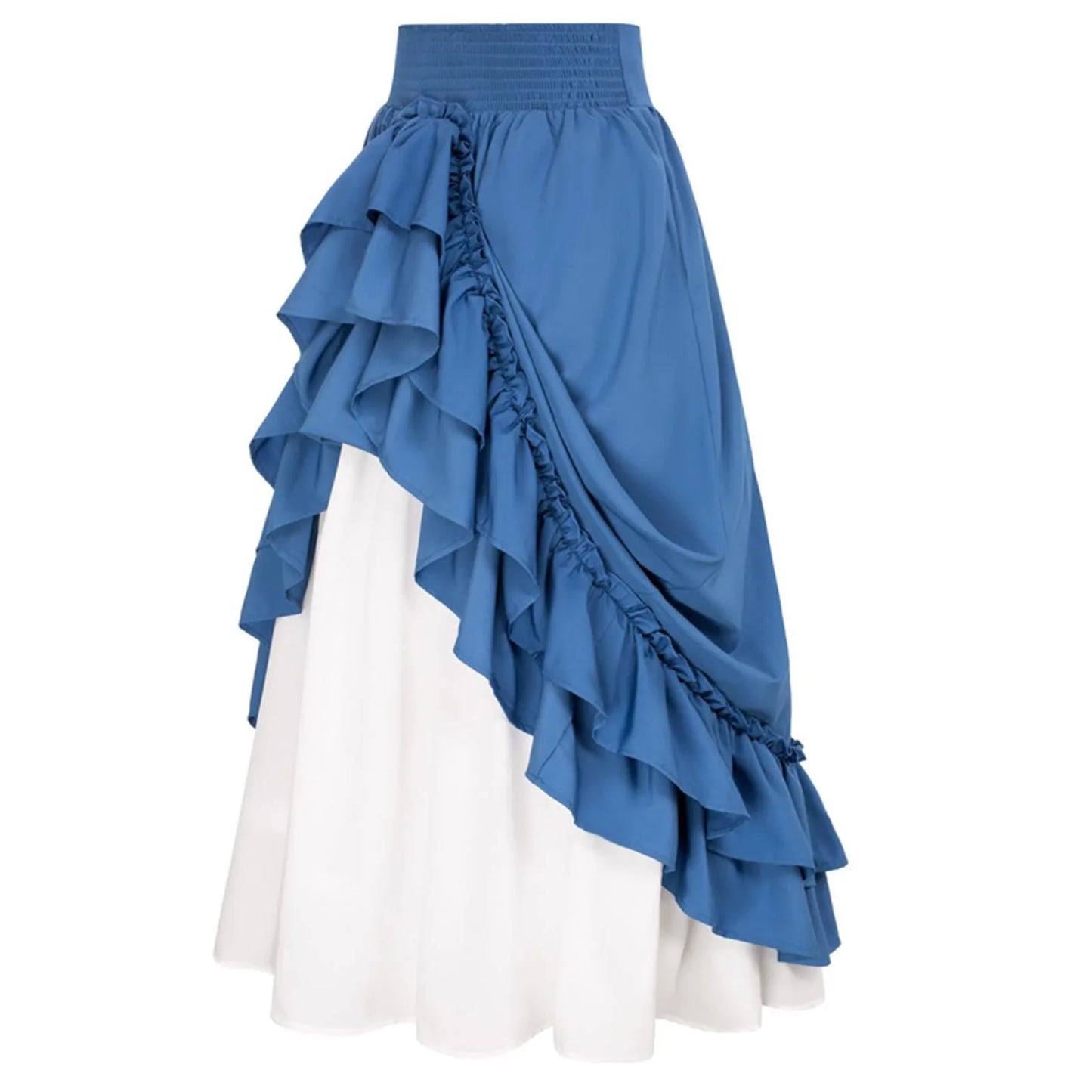 eybag Retro Medieval Skirts Women Vintage Renaissance Victorian Ruffled Hem A-Line Skirts Cosplay Costumes High Waist Maxi Skirt